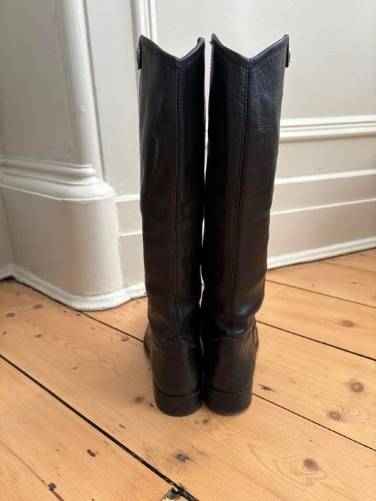 Frye Black Leather Knee-High Riding Boots – Size 8 (UK 6)