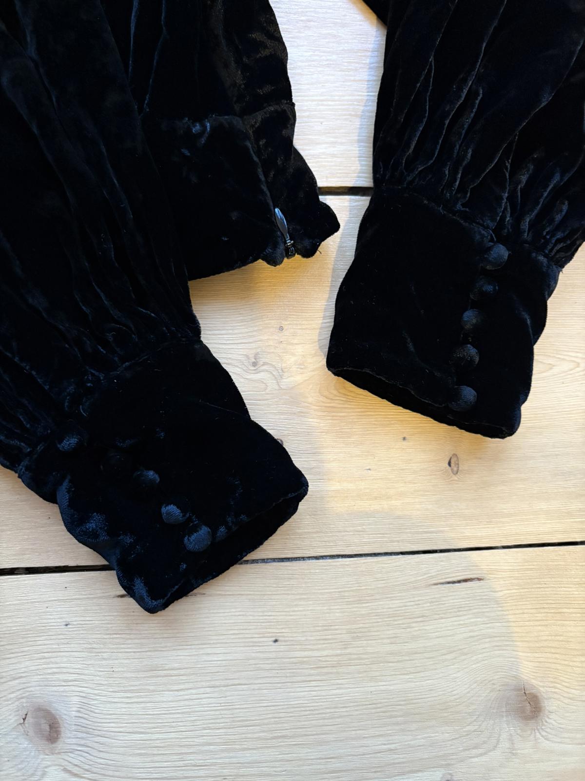 The Kooples Sport | Black Velvet & Lace Top | Velvet Silk & Lace Blouse Size 1