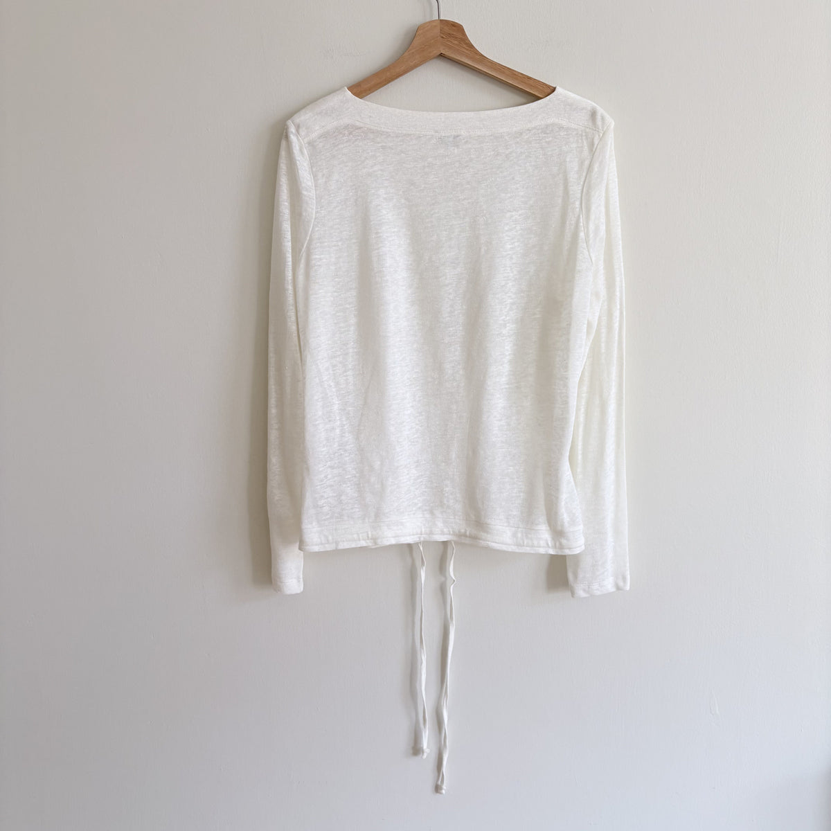 Jaeger | 100% Linen Drawstring Top | Cream | Coastal Clean Girl Minimalist | M