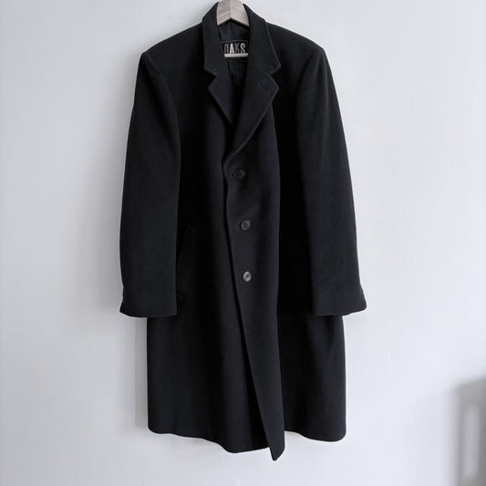 DAKS Vintage 92% Camel Hair Overcoat Navy. 44 Regular. Classic Winter Overcoat L