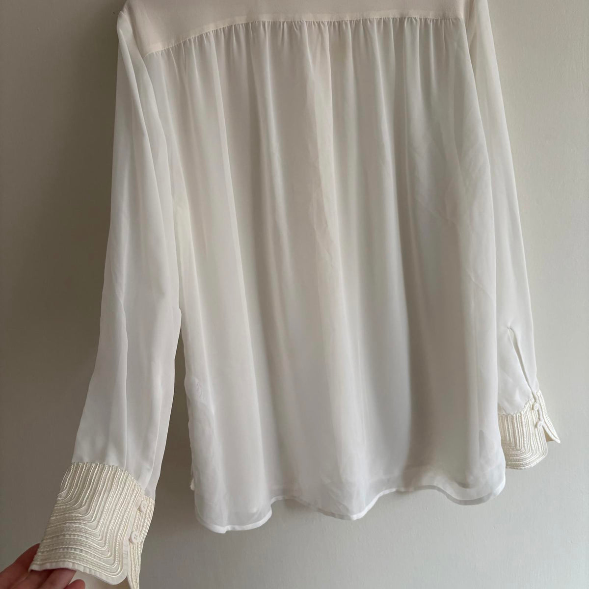 Modern Rarity Cream Silk Blouse UK 10 | Soft romantic Parisian Chic