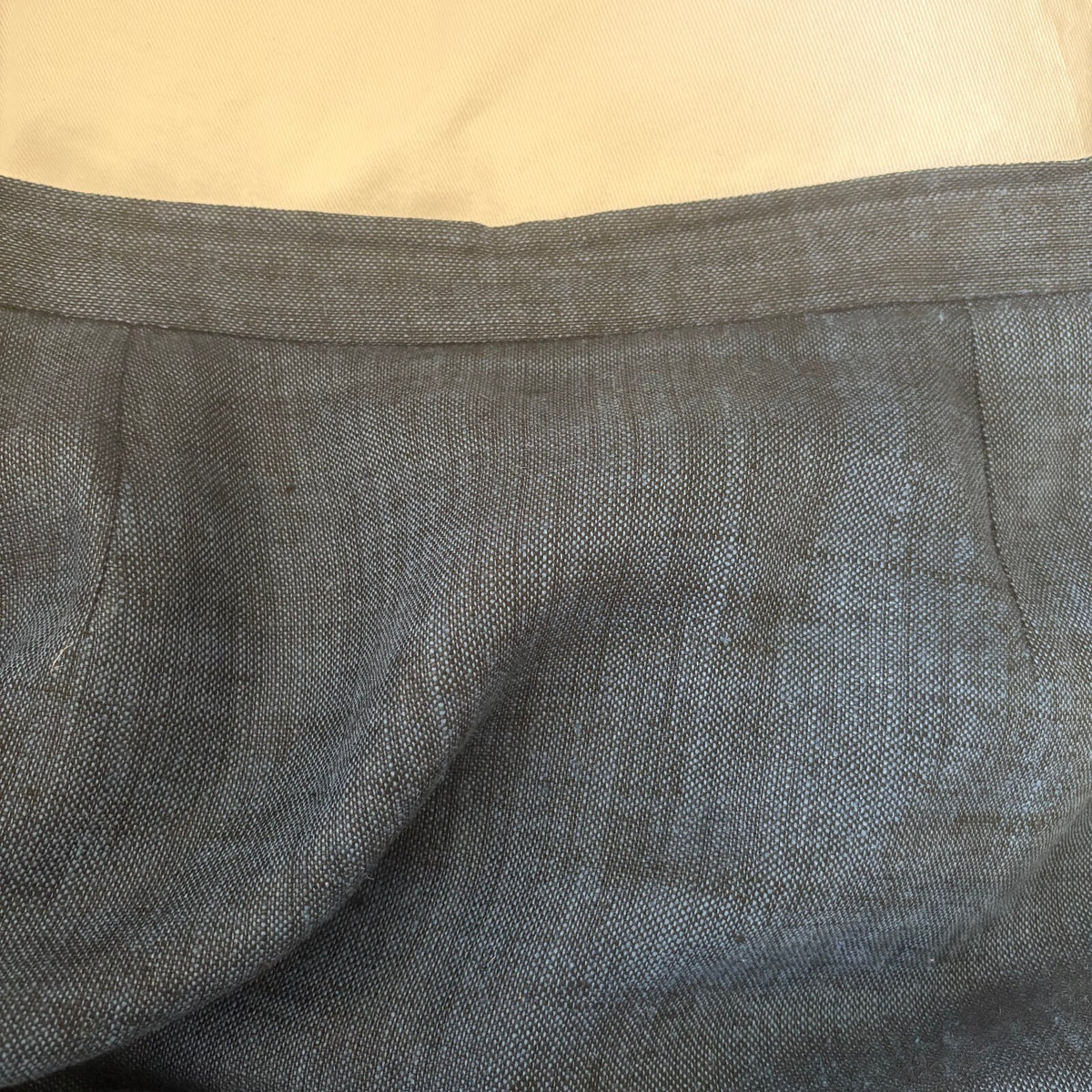 Vintage LIBERTY of London 100% Linen Navy Mini Skirt UK 12 Pencil High-Waist