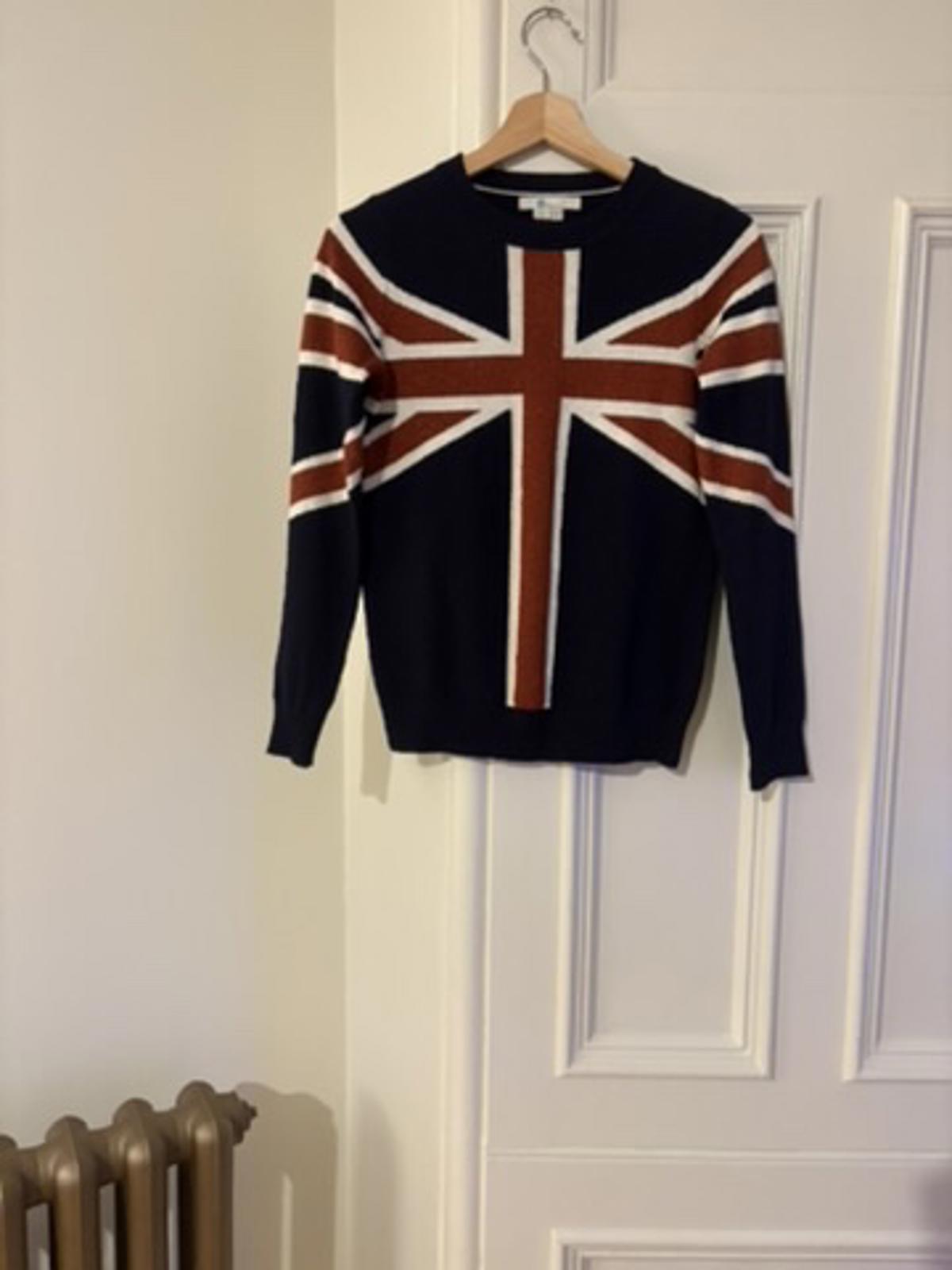Boden Women’s Cashmere-Blend Union Jack Jumper – Navy/Red/White, Size XS