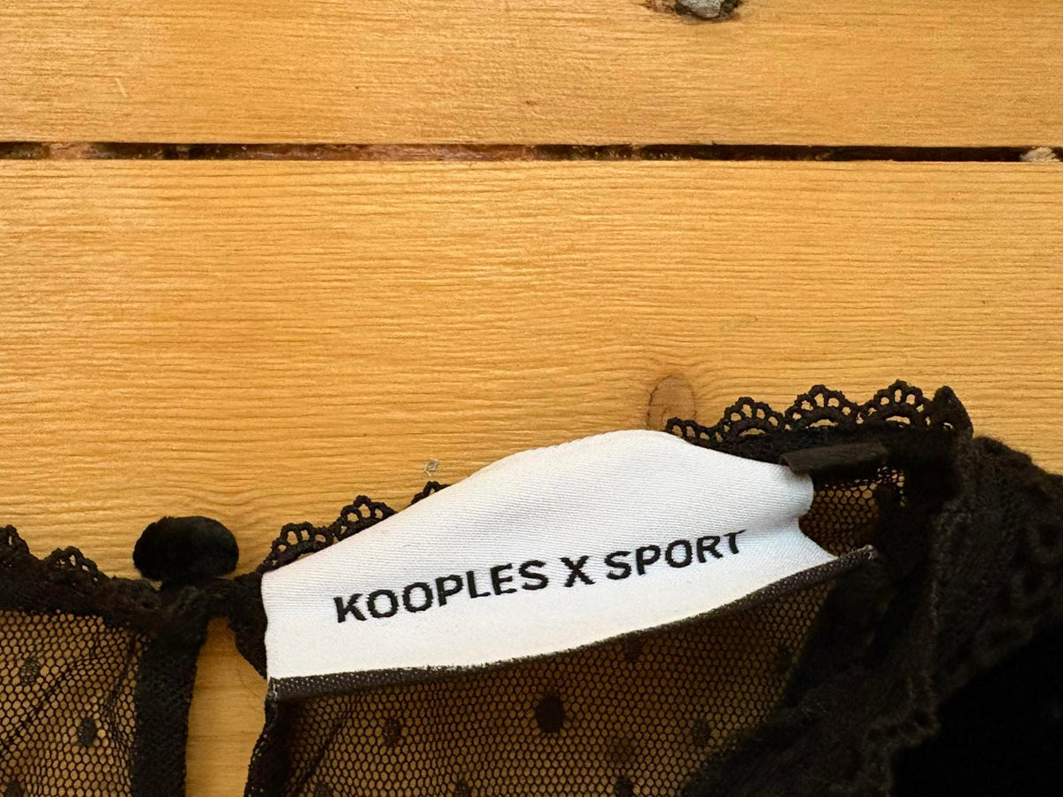 The Kooples Sport | Black Velvet & Lace Top | Velvet Silk & Lace Blouse Size 1