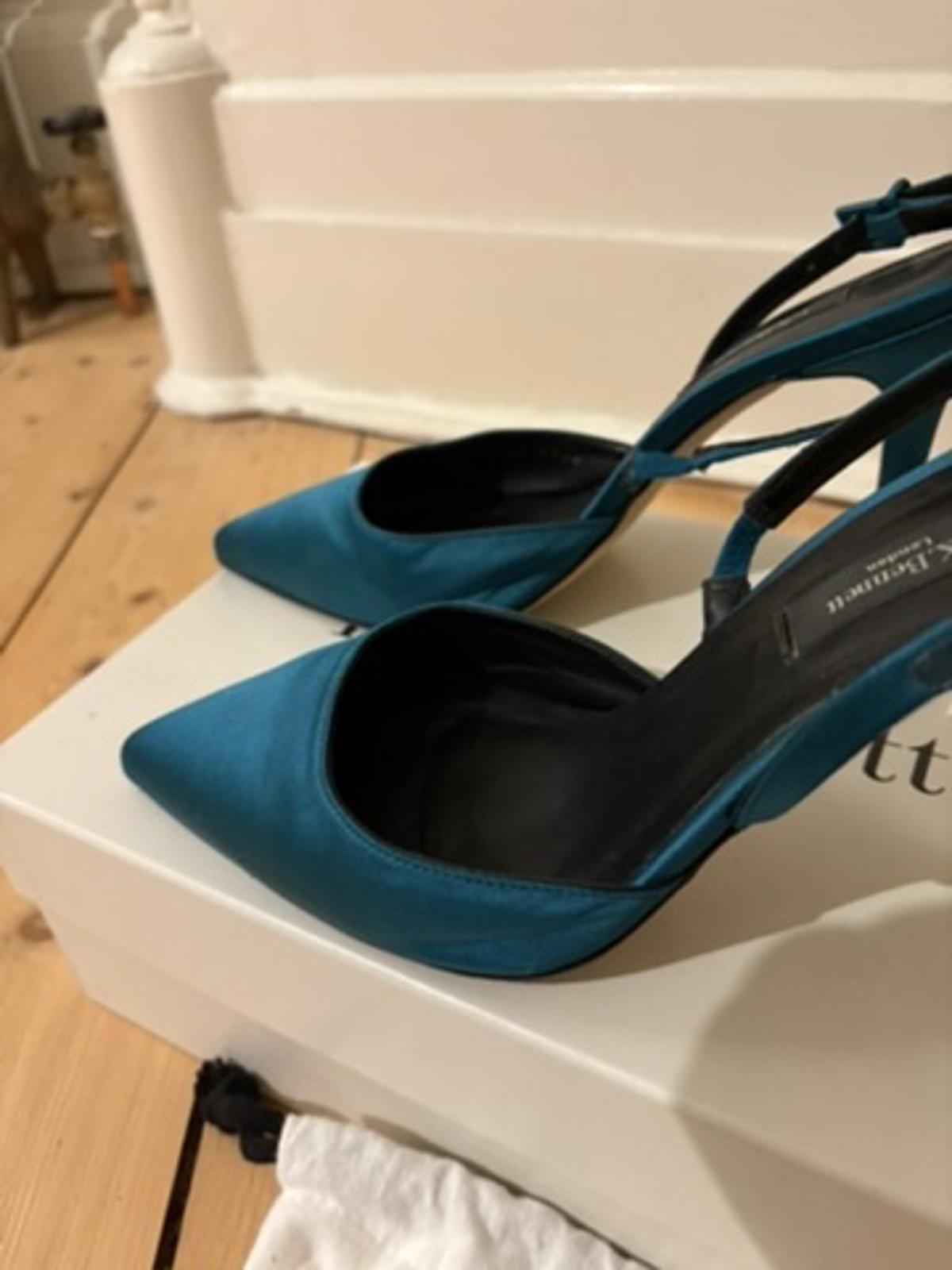 L.K. Bennett Hayden Satin Turquoise Heels – EU 38 / UK 5 – Elegant Slingbacks