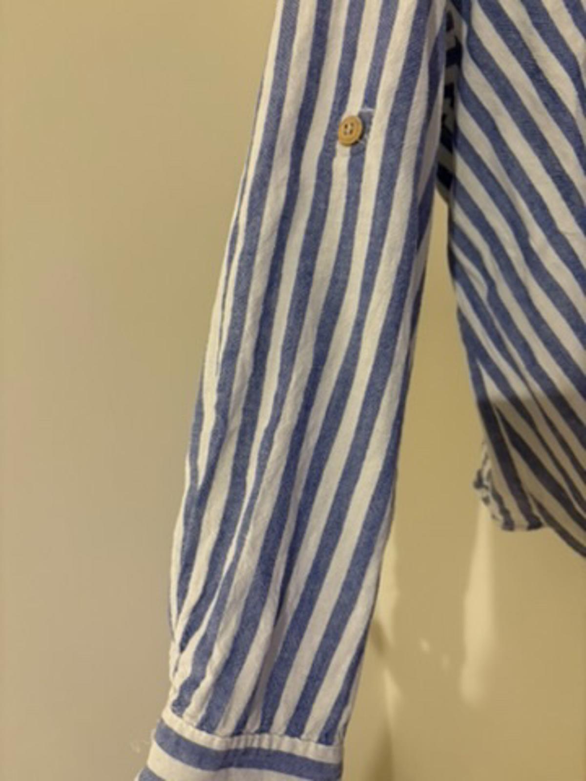 Zara Blue & White Stripe Twist Front Blouse in Size L (UK 12–14)
