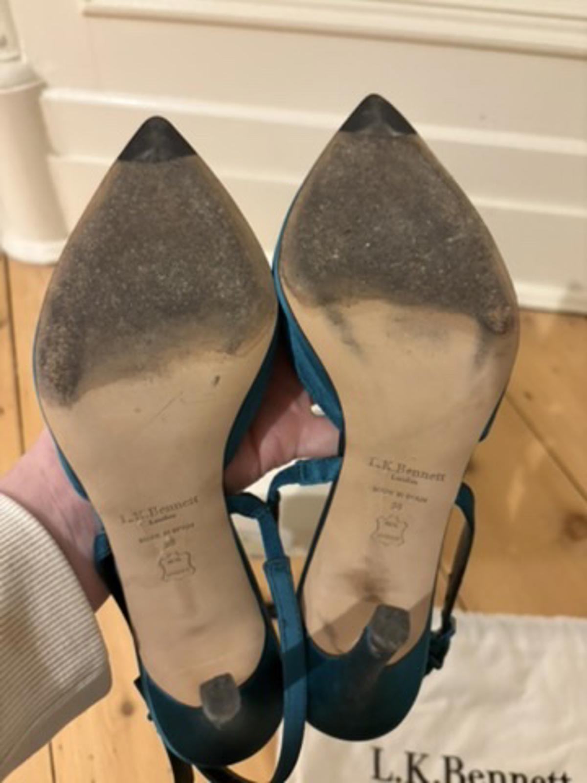 L.K. Bennett Hayden Satin Turquoise Heels – EU 38 / UK 5 – Elegant Slingbacks