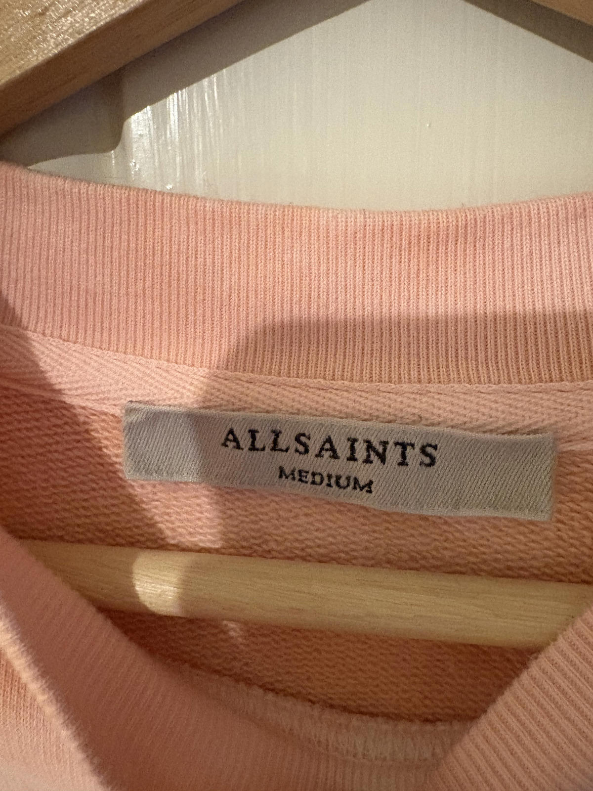 AllSaints Tie-Dye Sweatshirt in Blush Pink. Soft Grunge, Pastel Core, Size M