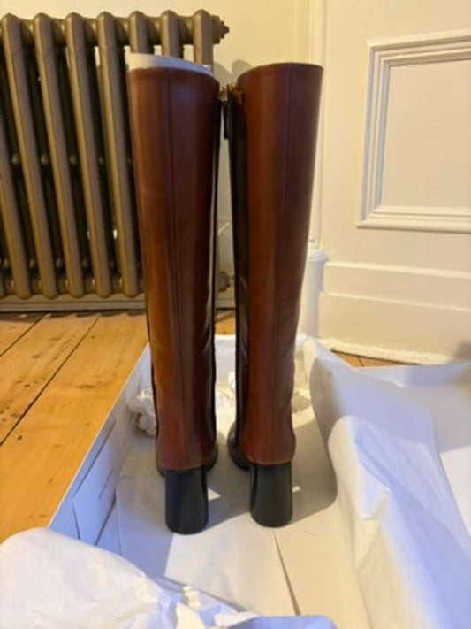 Russell & Bromley ‘Leggy’ Tan Leather Knee High Boots – Size 38 Brand New in Box