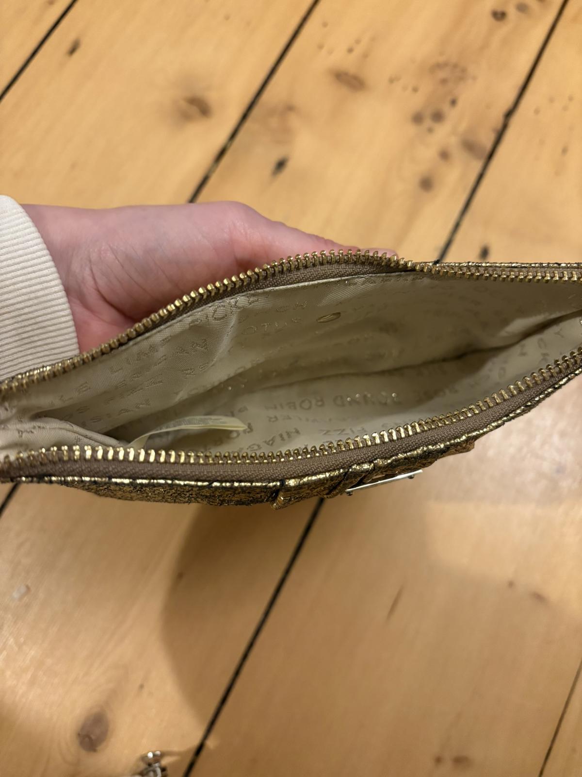 Kate Spade New York Gold Metallic Leather Bow Clutch – Evening Party Core