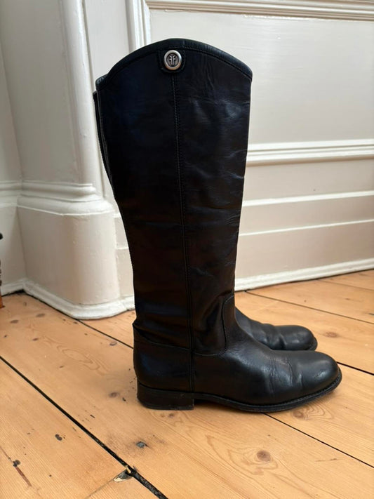 Frye Black Leather Knee-High Riding Boots – Size 8 (UK 6)