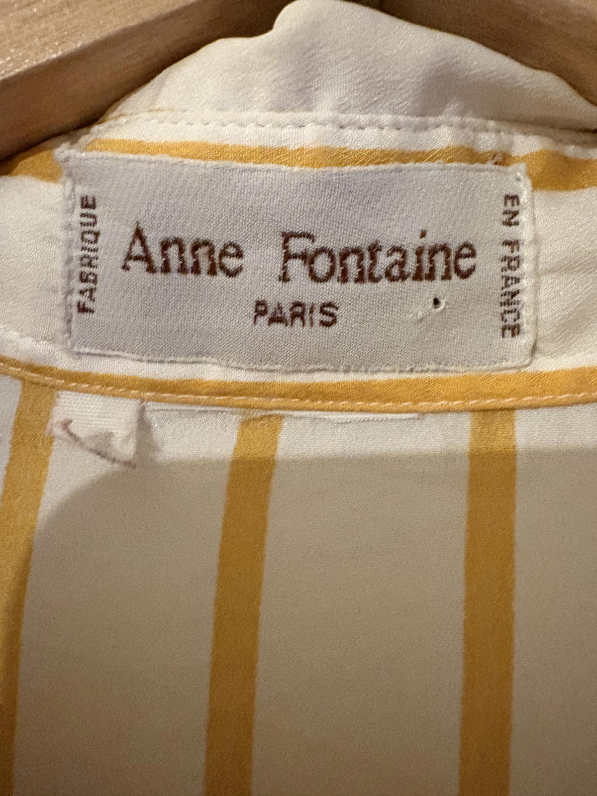 Anne Fontaine Paris Striped Shirt – Size 2, White & Mustard Yellow