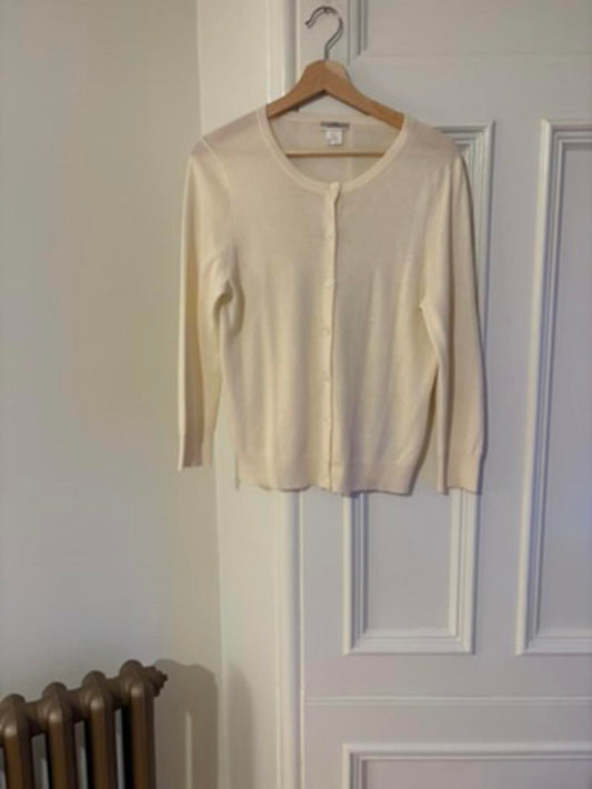 J.Crew Women’s 100% Cashmere Cardigan – Size L, Cream Ivory