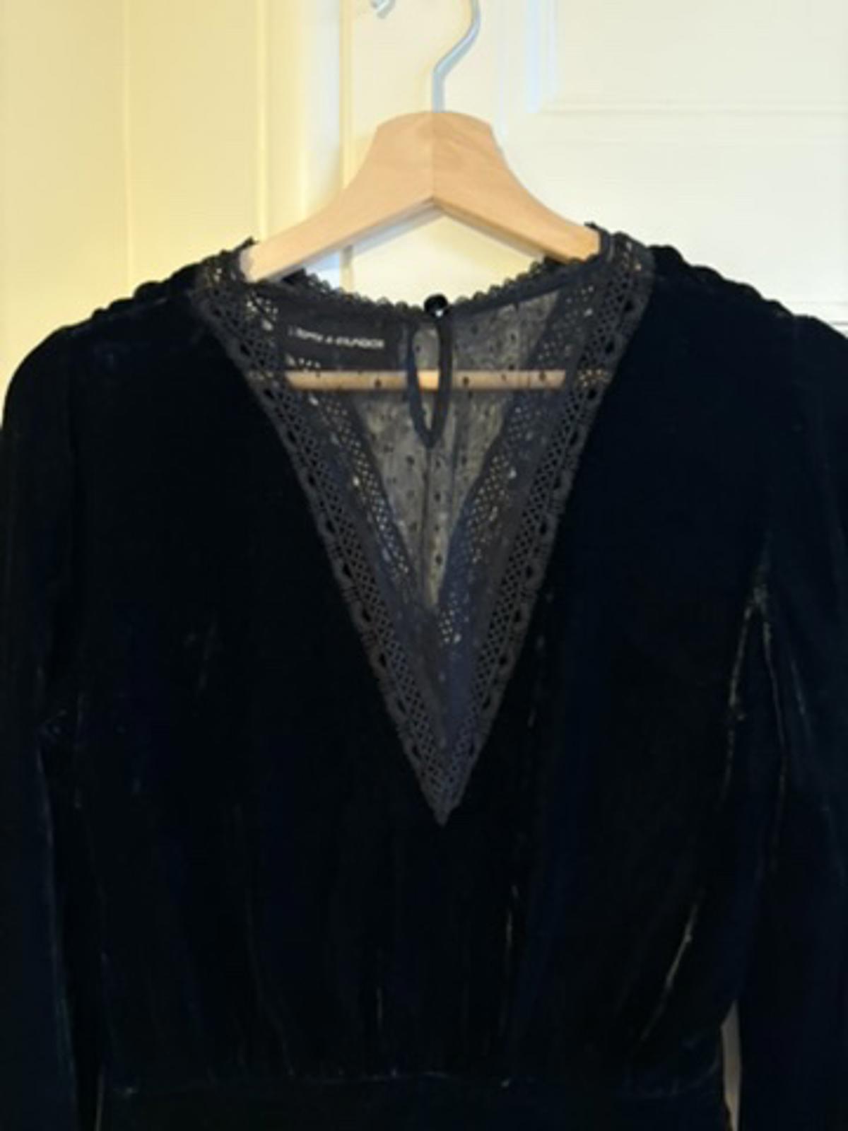 The Kooples Sport | Black Velvet & Lace Top | Velvet Silk & Lace Blouse Size 1