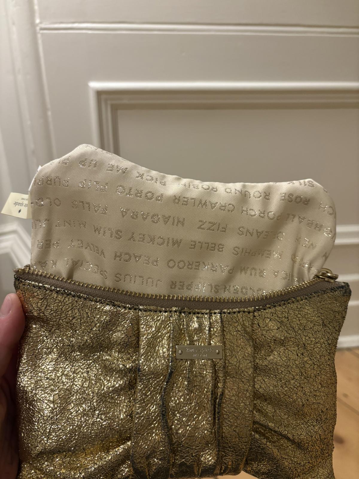 Kate Spade New York Gold Metallic Leather Bow Clutch – Evening Party Core