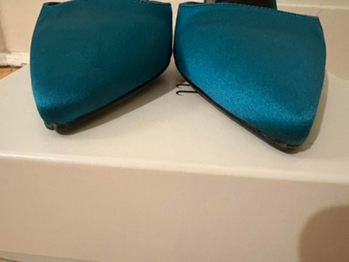 L.K. Bennett Hayden Satin Turquoise Heels – EU 38 / UK 5 – Elegant Slingbacks