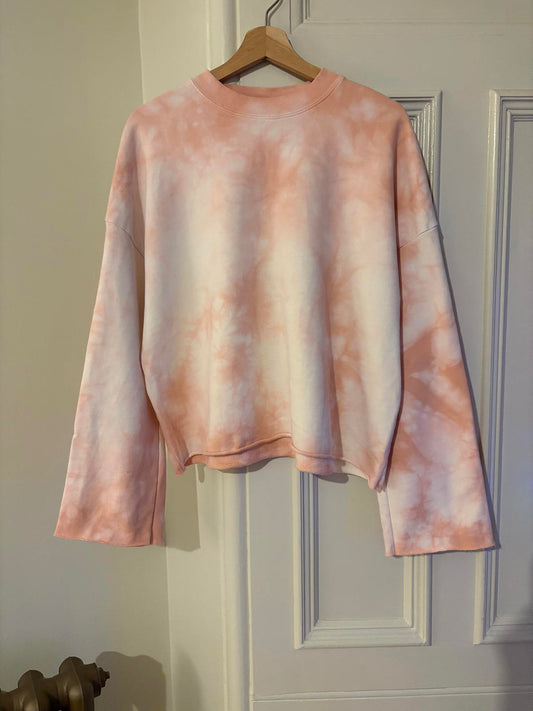 AllSaints Tie-Dye Sweatshirt in Blush Pink. Soft Grunge, Pastel Core, Size M