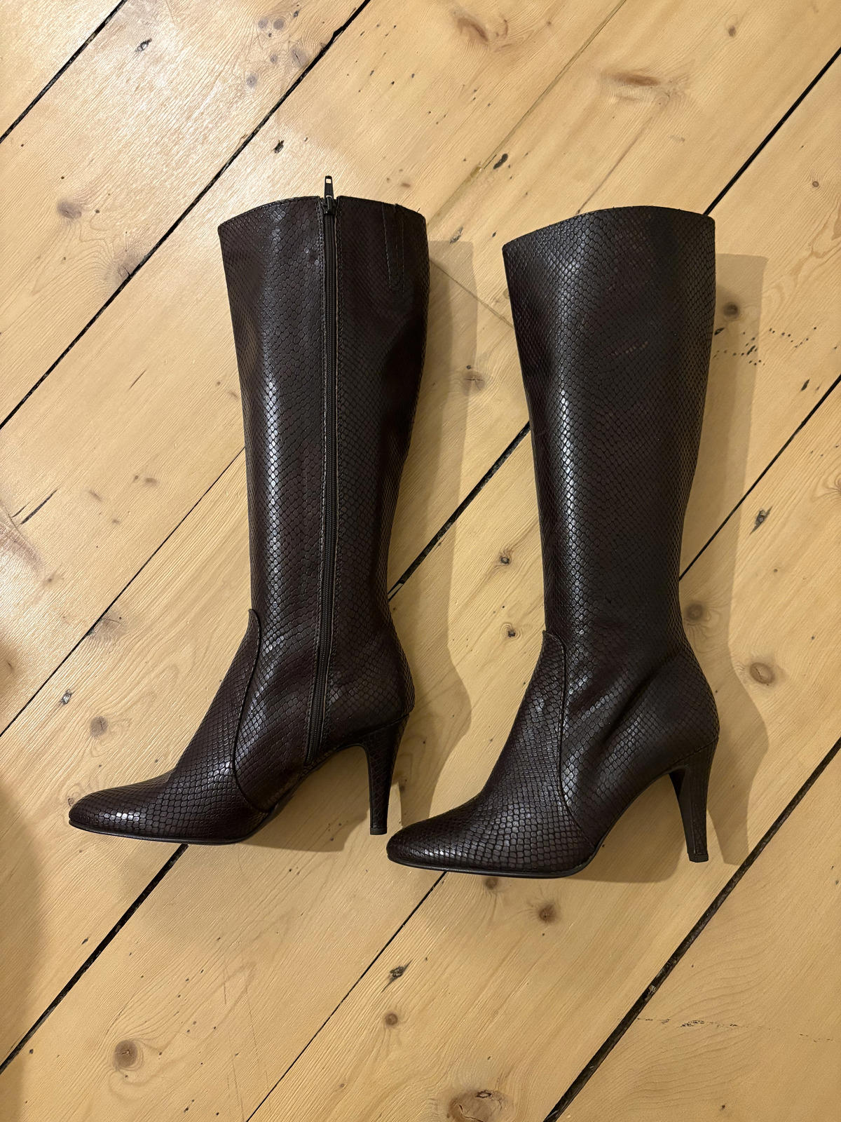 Jones Bootmaker Tommaso Snakeskin Leather Knee High Boots Made in Italy Size 5