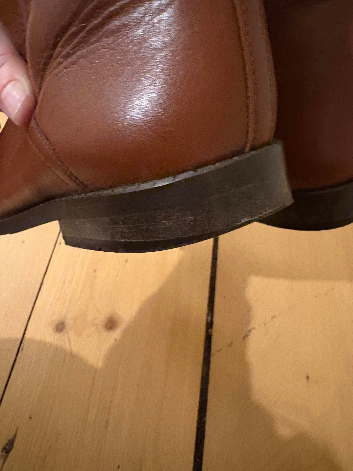 Vintage Bally Riding Boots – Cognac Leather with Gold Logo Detail – Size 4