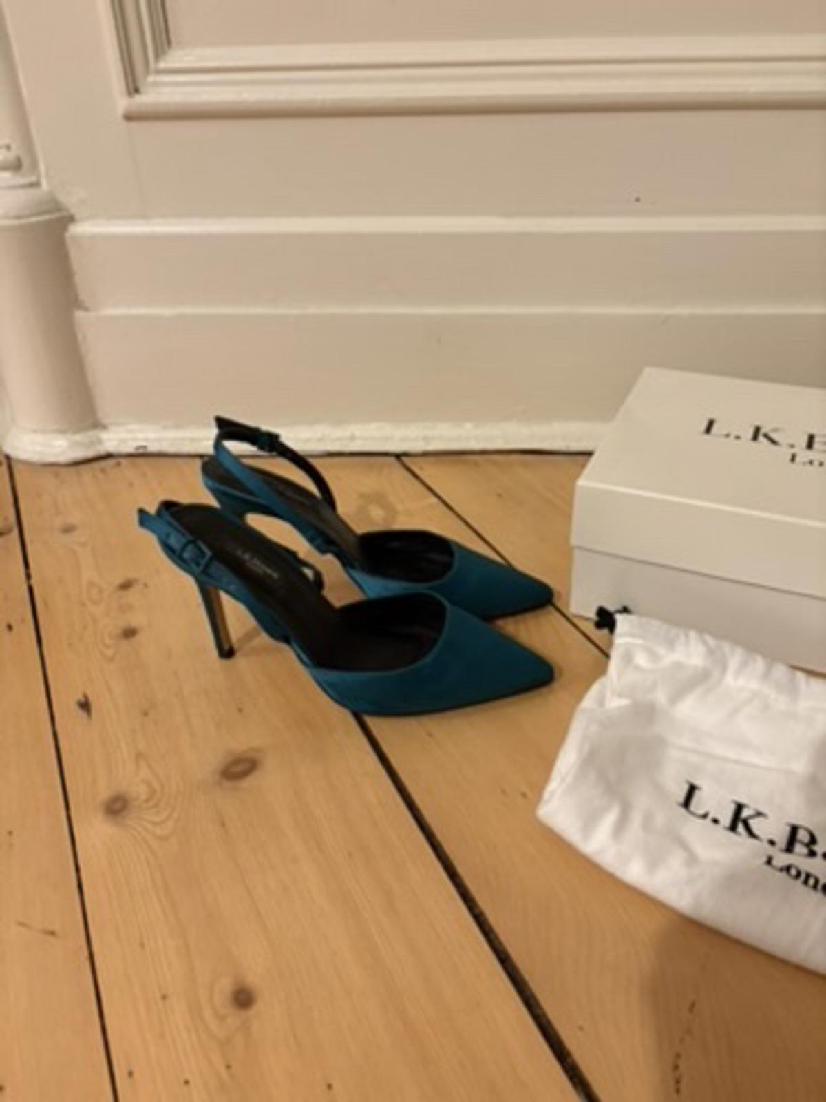 L.K. Bennett Hayden Satin Turquoise Heels – EU 38 / UK 5 – Elegant Slingbacks