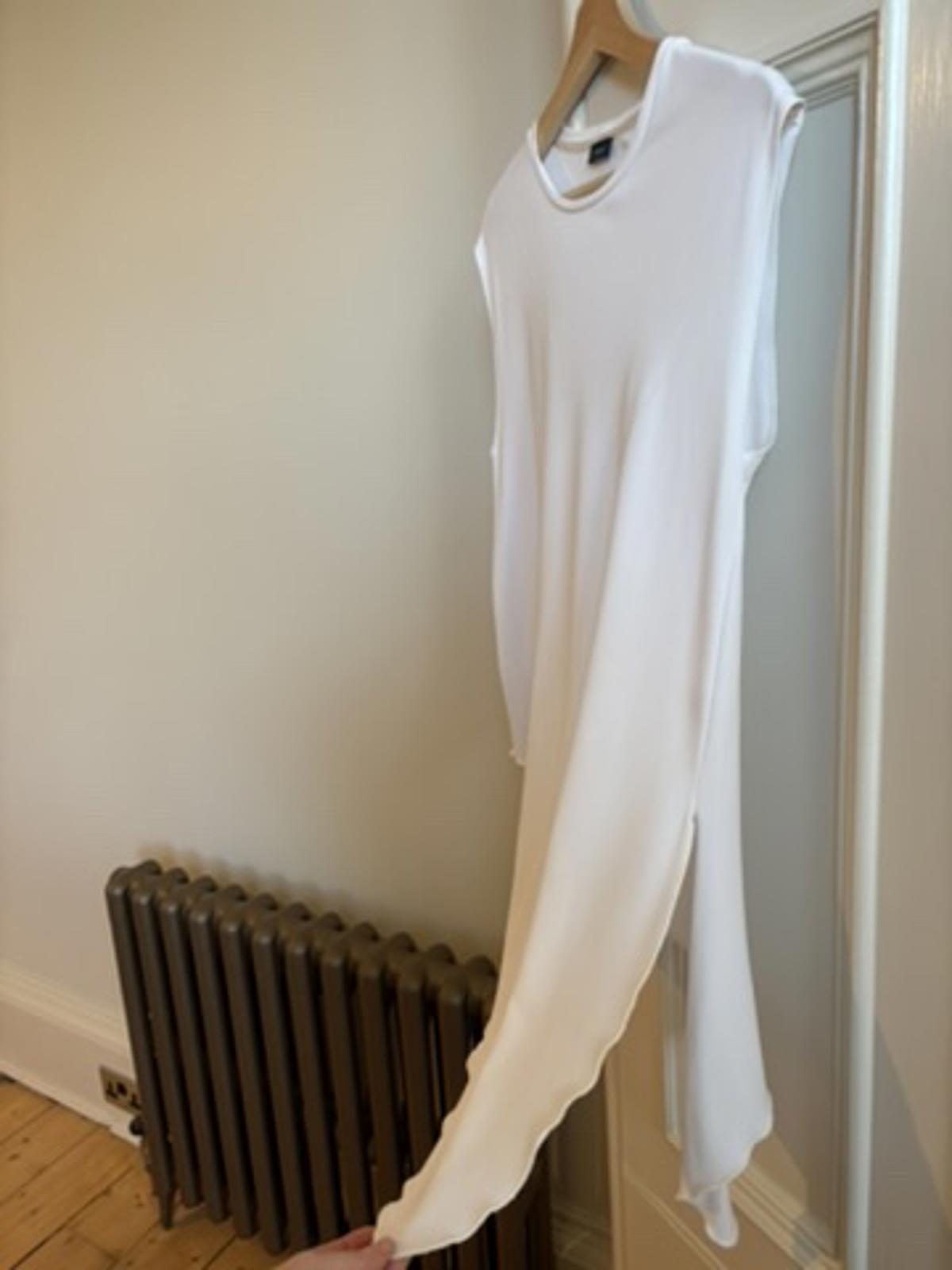 Joseph Asymmetric Minimalist Sleeveless Top in White. Size Small S