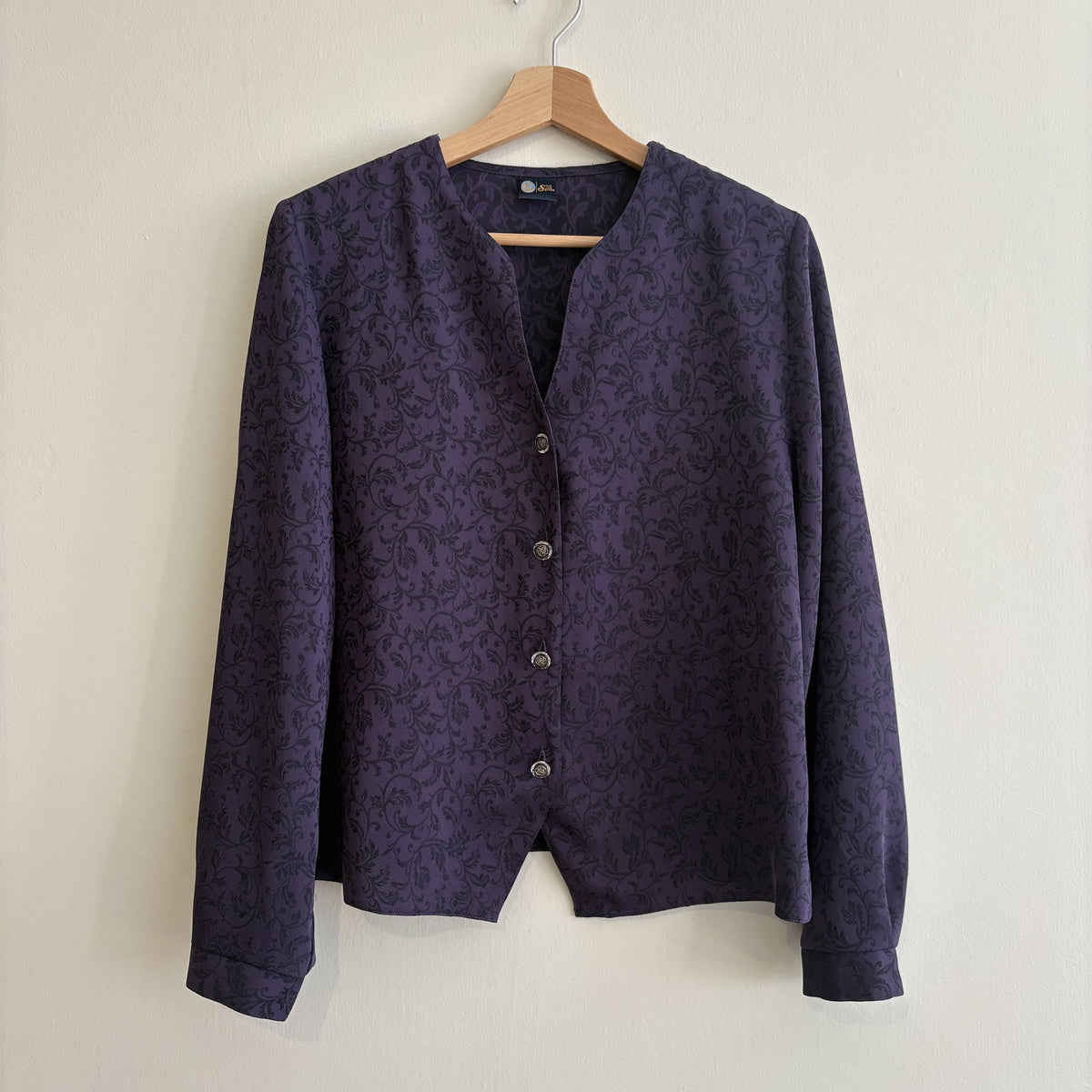 Vintage C&A Your Sixth Sense | Purple Jacquard Jacket | Whimsy Goth | UK 16