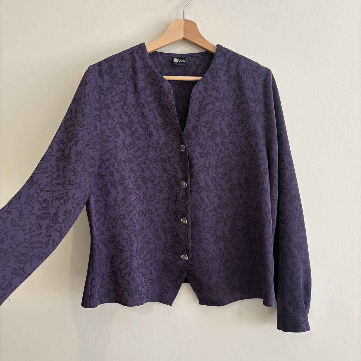 Vintage C&A Your Sixth Sense | Purple Jacquard Jacket | Whimsy Goth | UK 16