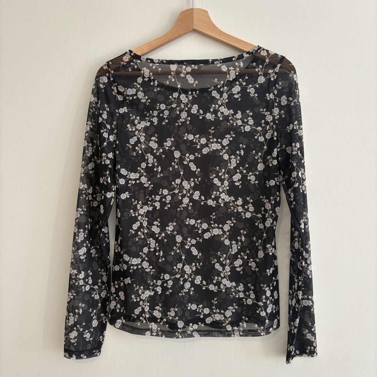 GP & J Baker x H&M | Black Floral Mesh Top | Romantic Goth | M