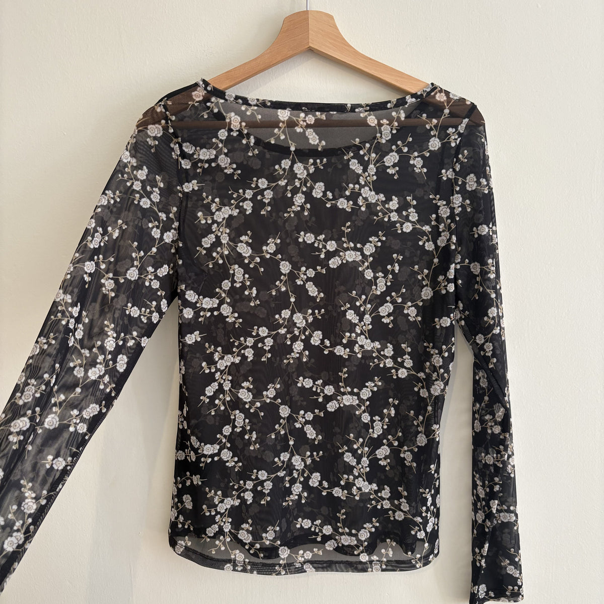 GP & J Baker x H&M | Black Floral Mesh Top | Romantic Goth | M