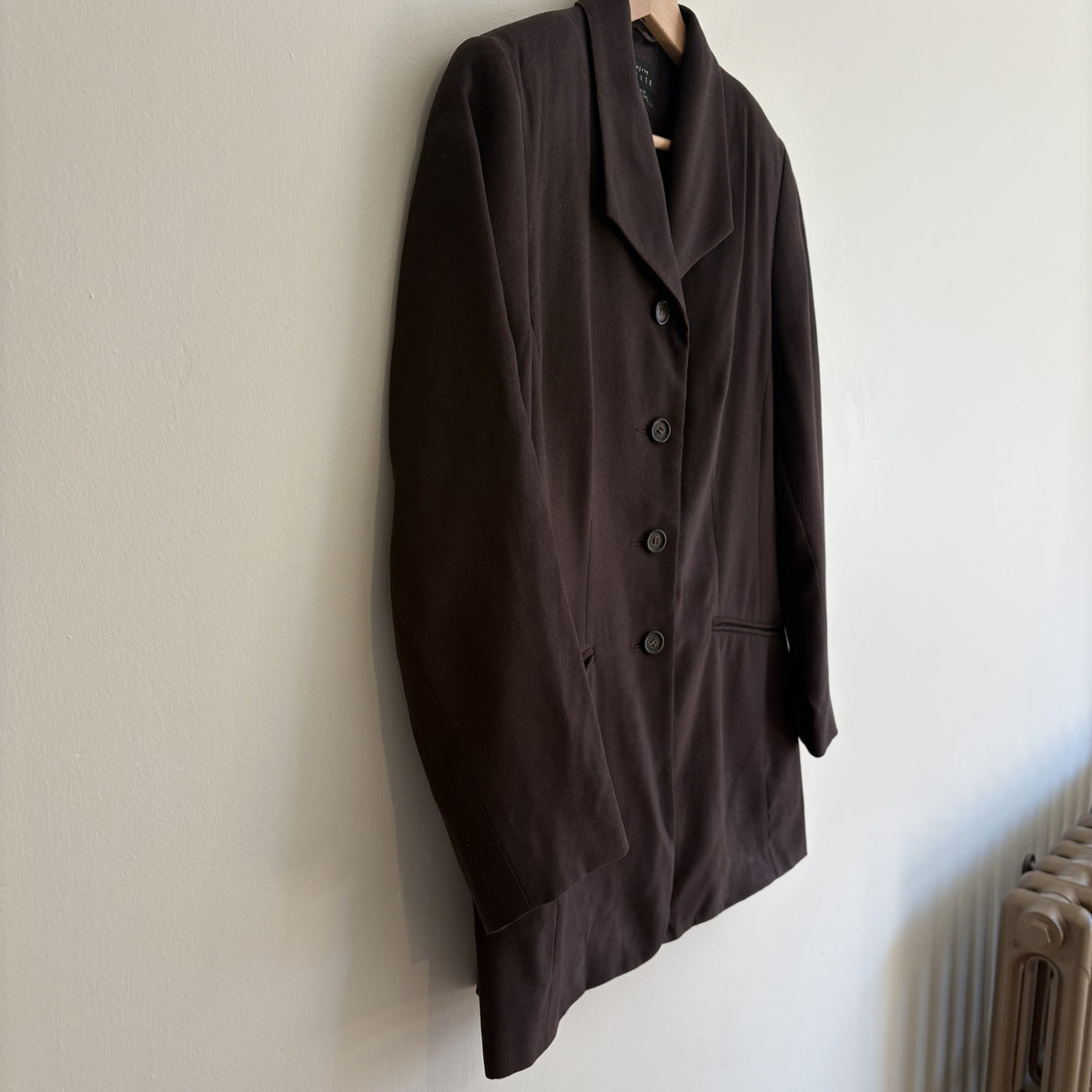 Vintage Monsoon Petite | Brown Longline Blazer | 90s Minimalist | UK 10