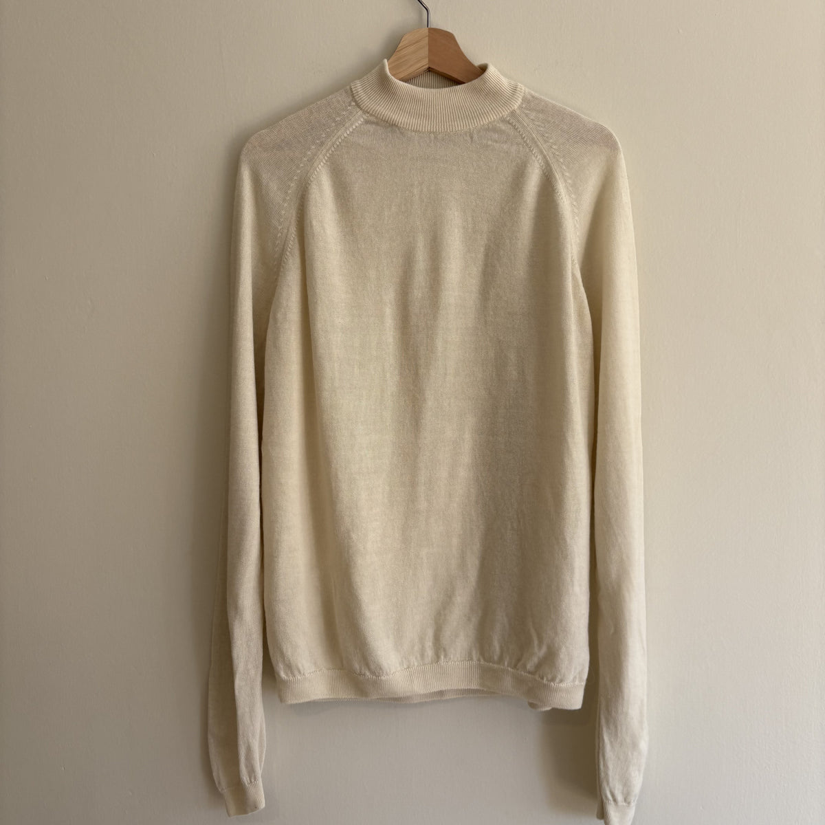 Vintage EWM | Cream Lambswool Roll Neck Jumper | Quiet Luxury | M