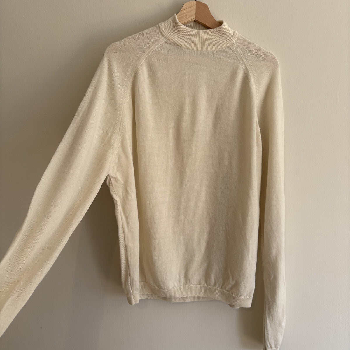 Vintage EWM | Cream Lambswool Roll Neck Jumper | Quiet Luxury | M