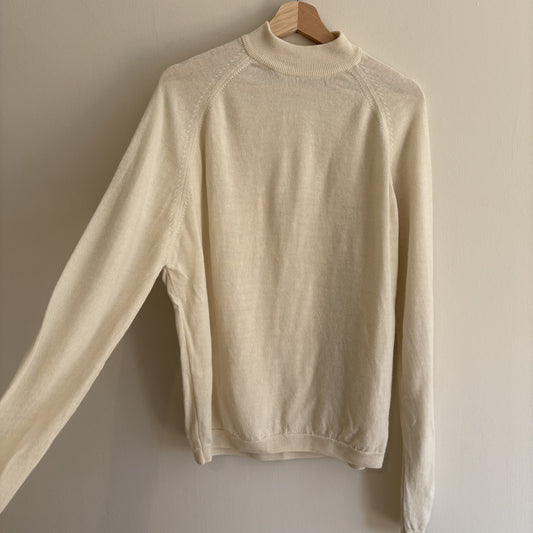 Vintage EWM | Cream Lambswool Roll Neck Jumper | Quiet Luxury | M