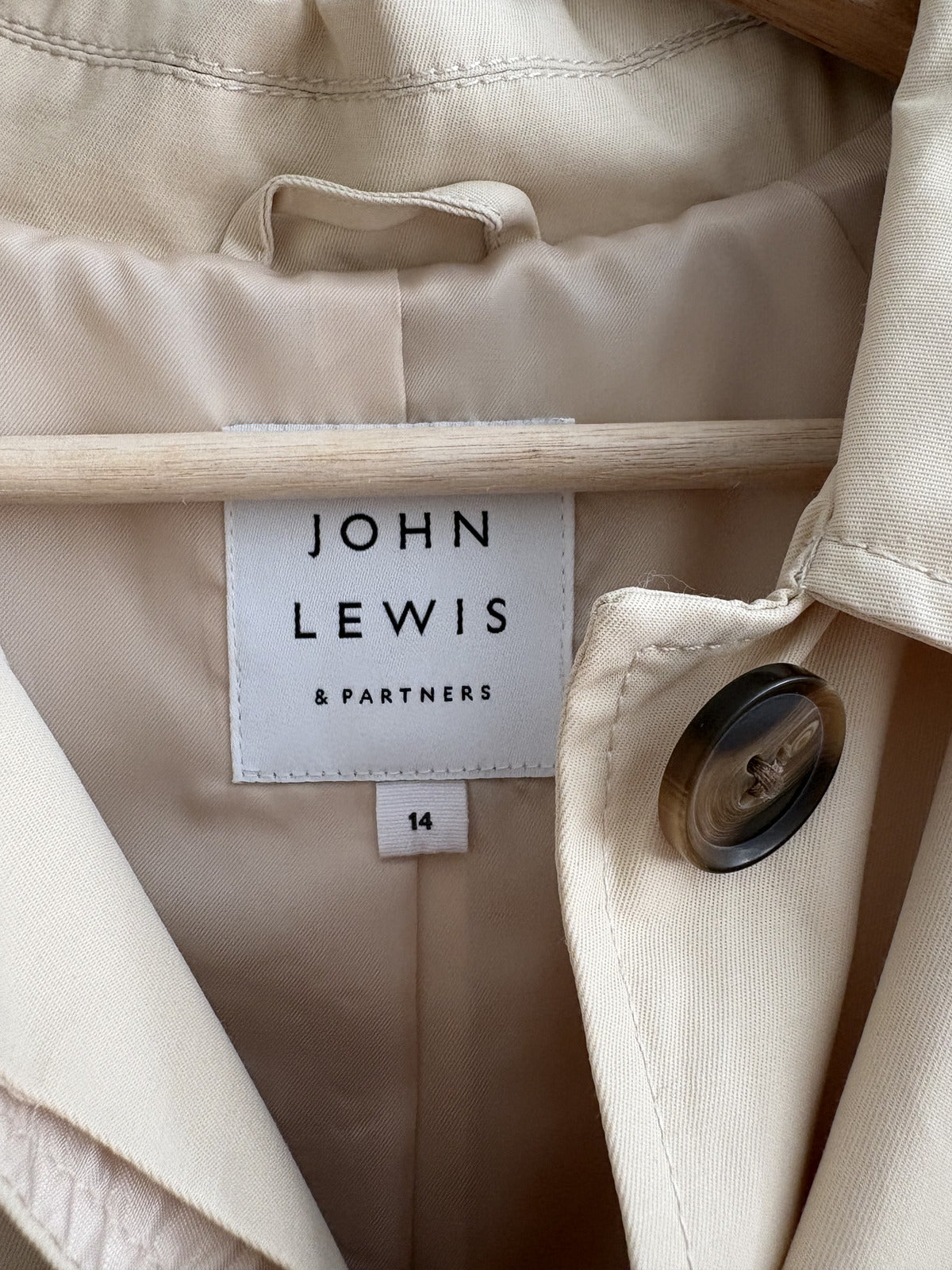 John Lewis Light Beige Mac Trench Coat | Quiet Luxury | UK 14