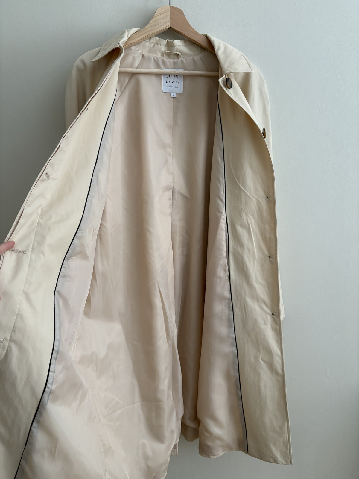 John Lewis Light Beige Mac Trench Coat | Quiet Luxury | UK 14