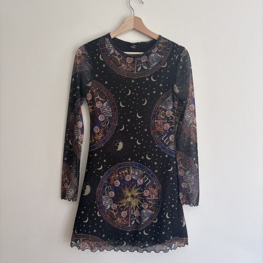 Urban Outfitters| Zodiac Mesh Mini Dress | Celestial Whimsygoth | S