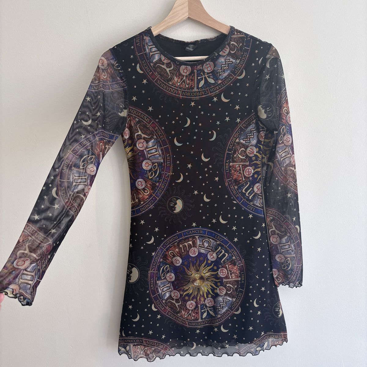 Urban Outfitters| Zodiac Mesh Mini Dress | Celestial Whimsygoth | S
