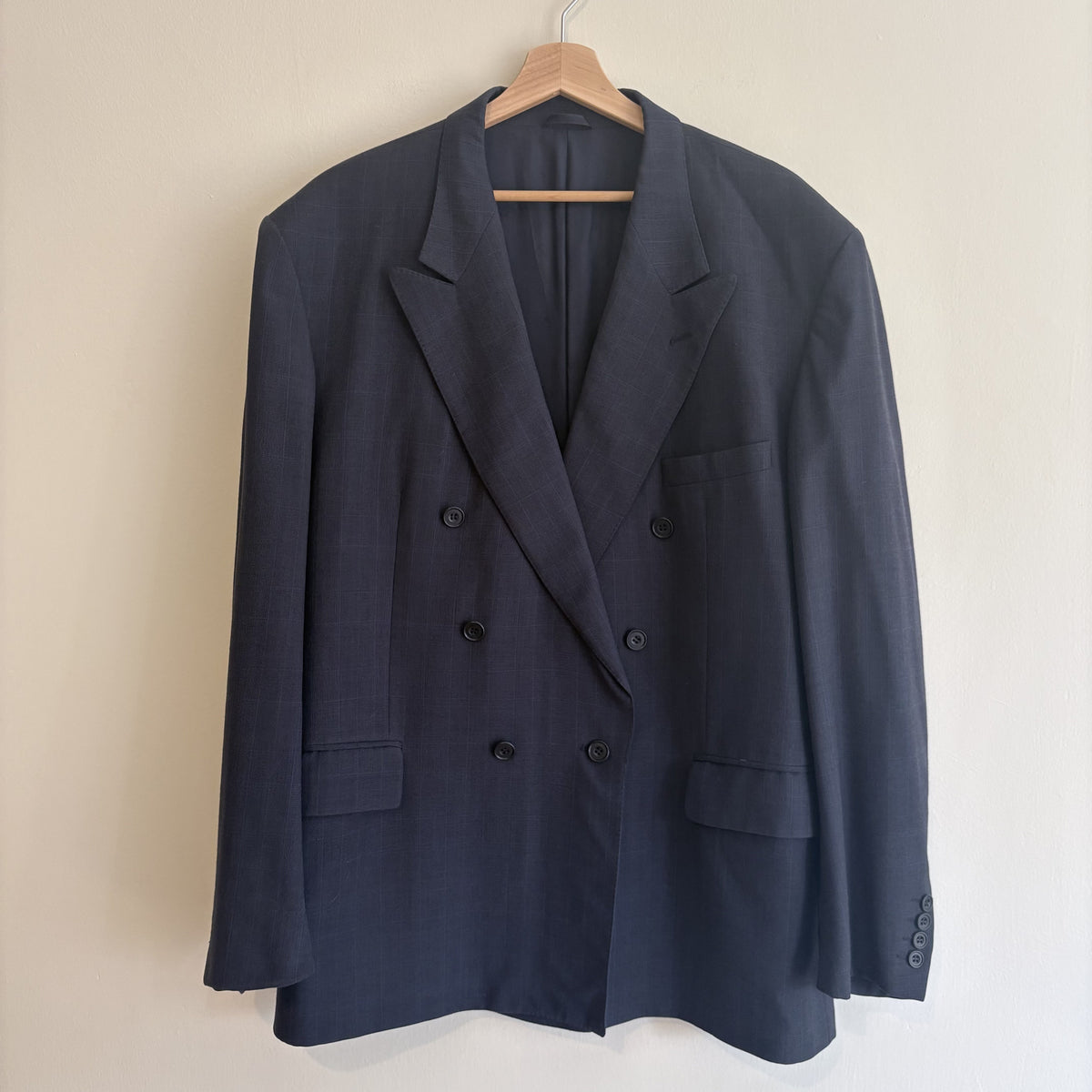 Christian Dior Monsieur “De Luxe” Navy Glen Check Wool Blazer 1981– Reg 46