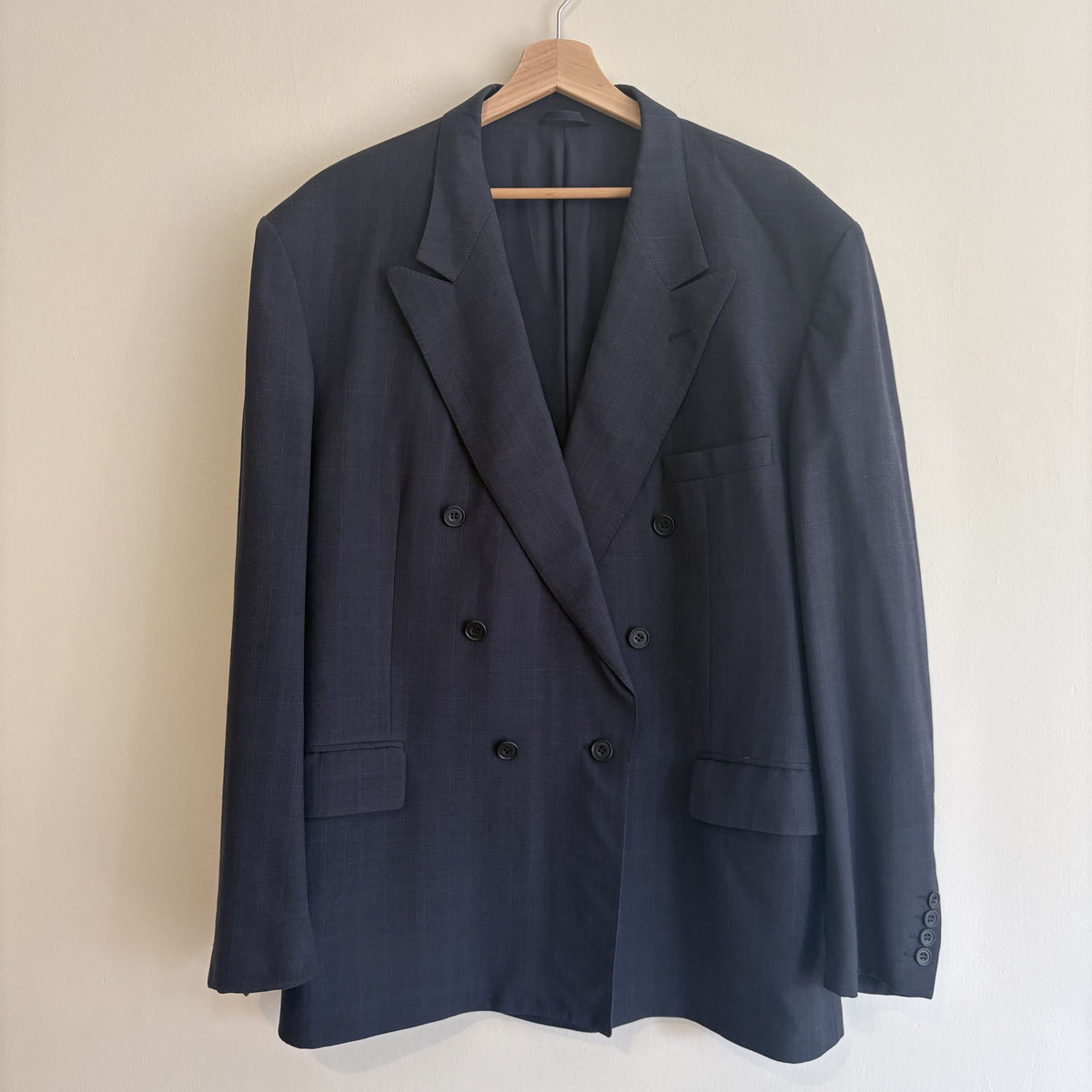 Christian Dior Monsieur “De Luxe” Navy Glen Check Wool Blazer 1981– Reg 46