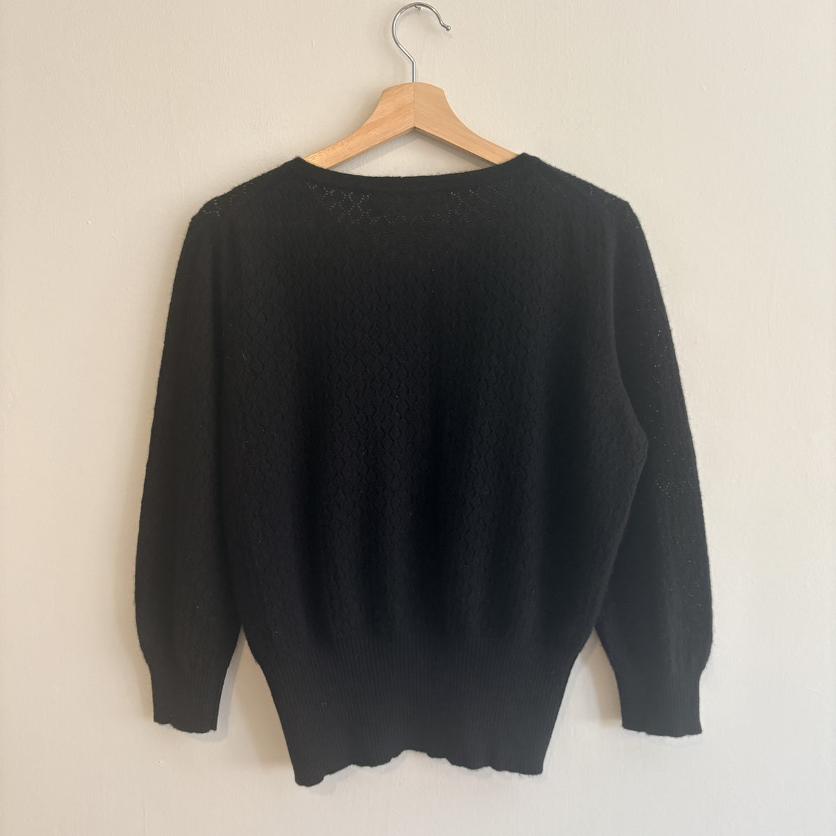Country Cashmere | Black Cashmere Cardigan | Classic Button Front | Large