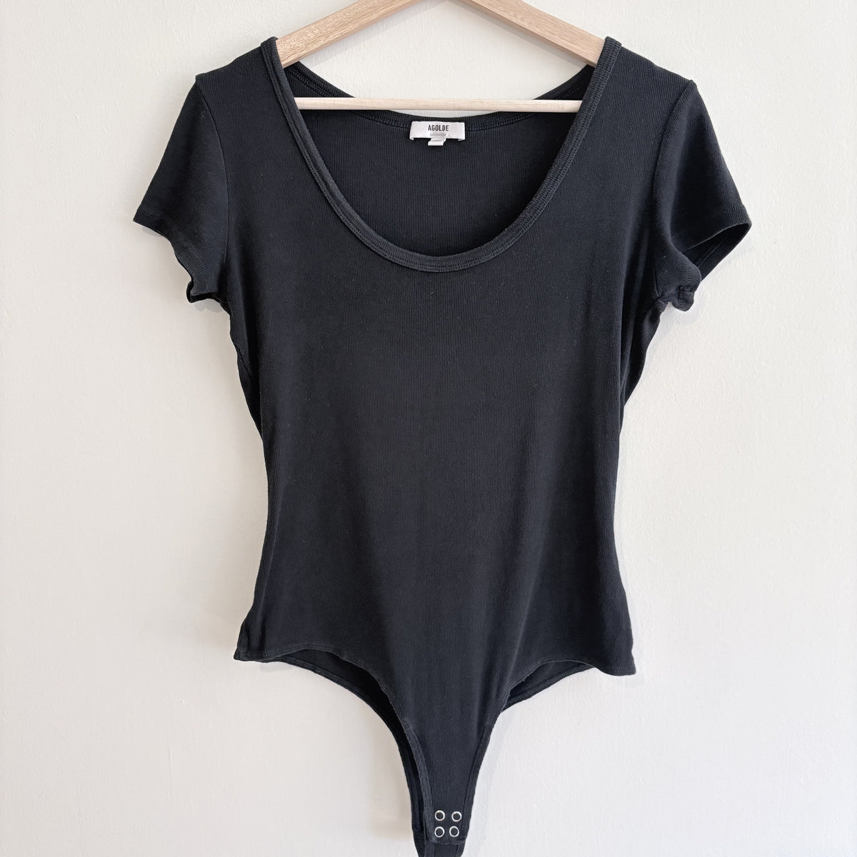 Agode | Ribbed Bodysuit in Faded Black | Balletcore, clean girl, 90s | Size M