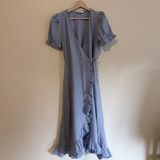 & Other Stories | Blue Linen Wrap Maxi Dress | Romantic Coastal Boho | UK 12