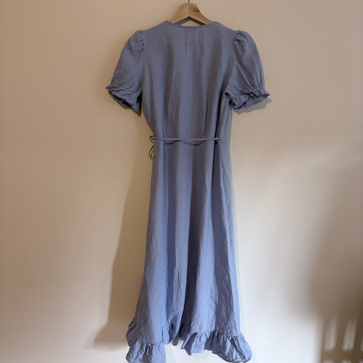 & Other Stories | Blue Linen Wrap Maxi Dress | Romantic Coastal Boho | UK 12