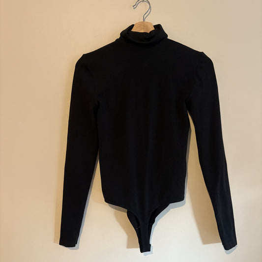 Wolford | Black Cotton Roll Neck Bodysuit | Quiet Luxury | M