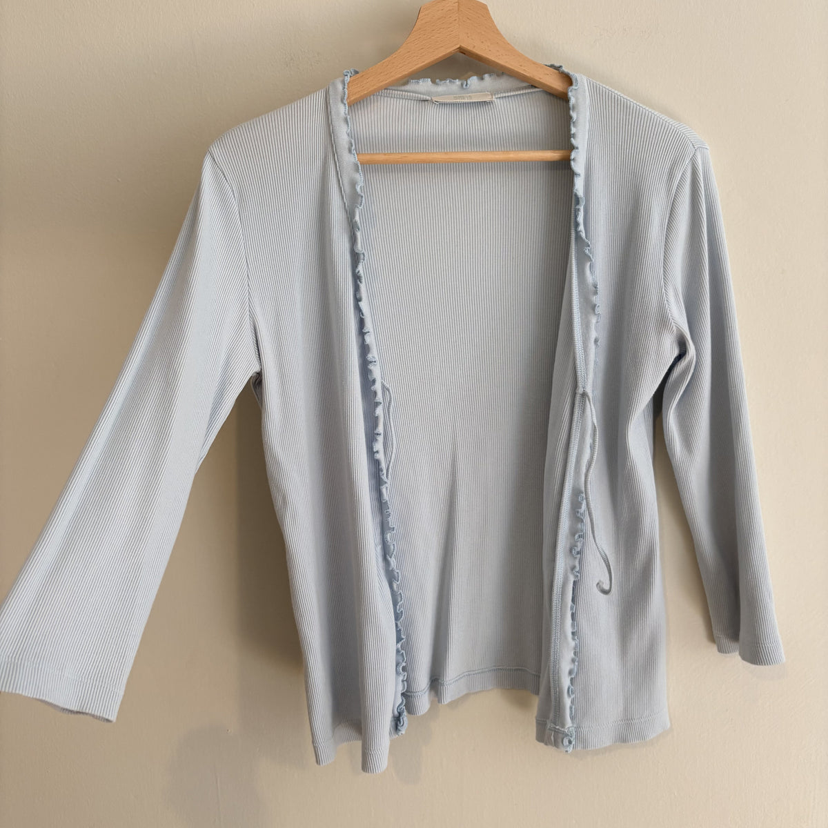 Vintage M&S | Blue Ribbed Tie Front Cardigan | Y2K Coquette, romantic | UK 12
