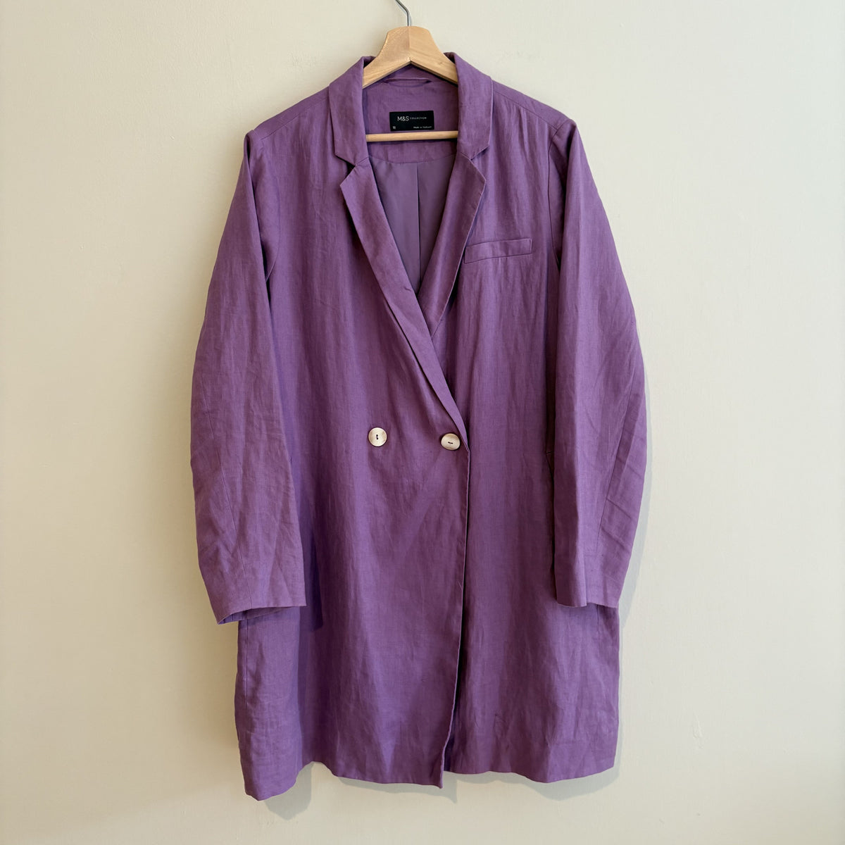 M&S Collection | Purple Linen Coat | Quiet Luxury,  | UK 18