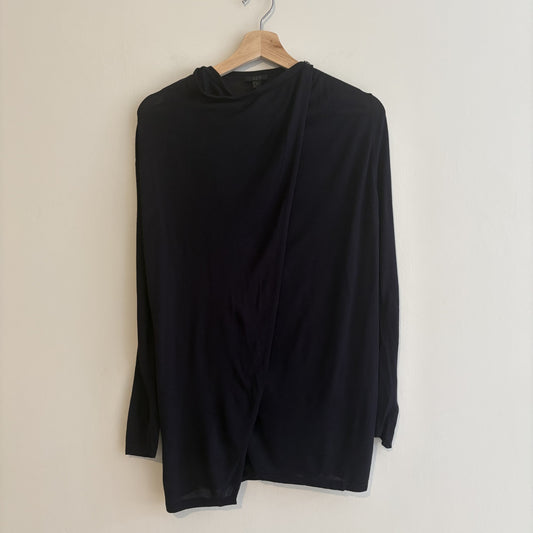 COS | Navy Draped Wrap Tunic Top | Avant-Garde Minimalist | XS