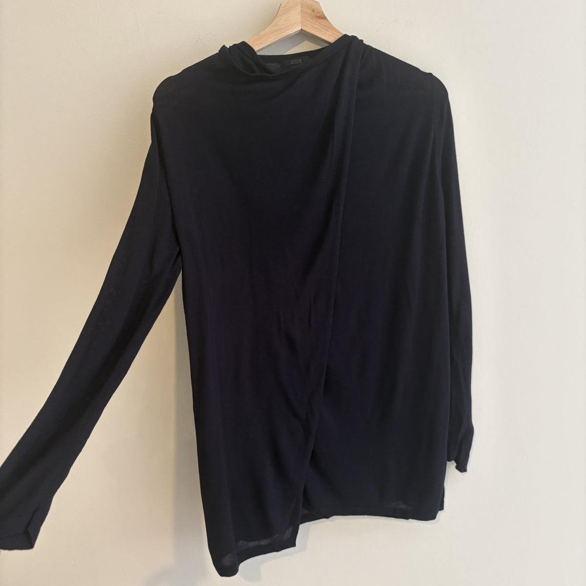 COS | Navy Draped Wrap Tunic Top | Avant-Garde Minimalist | XS