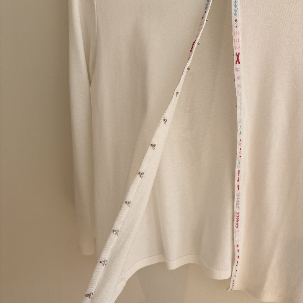 Vintage St Michael | White Embroidered Cardigan Top | 90s Folk | UK 12