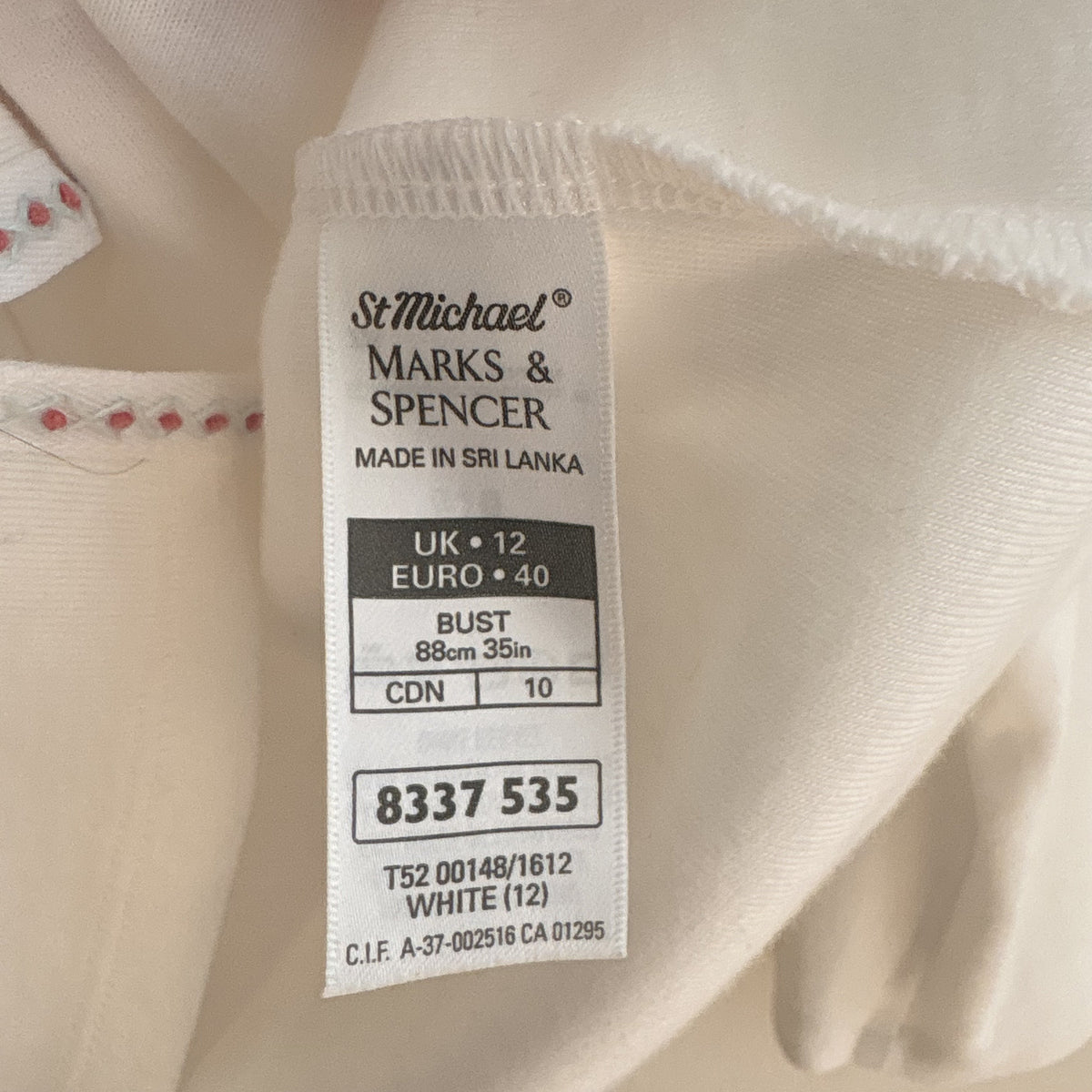 Vintage St Michael | White Embroidered Cardigan Top | 90s Folk | UK 12